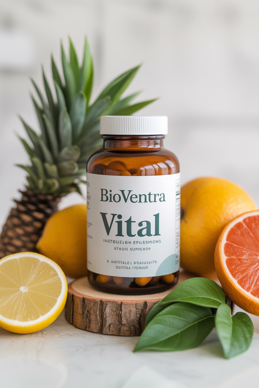 Bioventra Vital supplement bottle with natural ingredients for vitality support